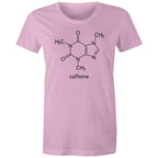 Caffeine Molecule - Womens T-shirt Pink Womens T-shirt Coffee Printed In Australia Science