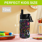 Colourful Maths Formulas 12oz Kids Water Bottle with Straw Lid