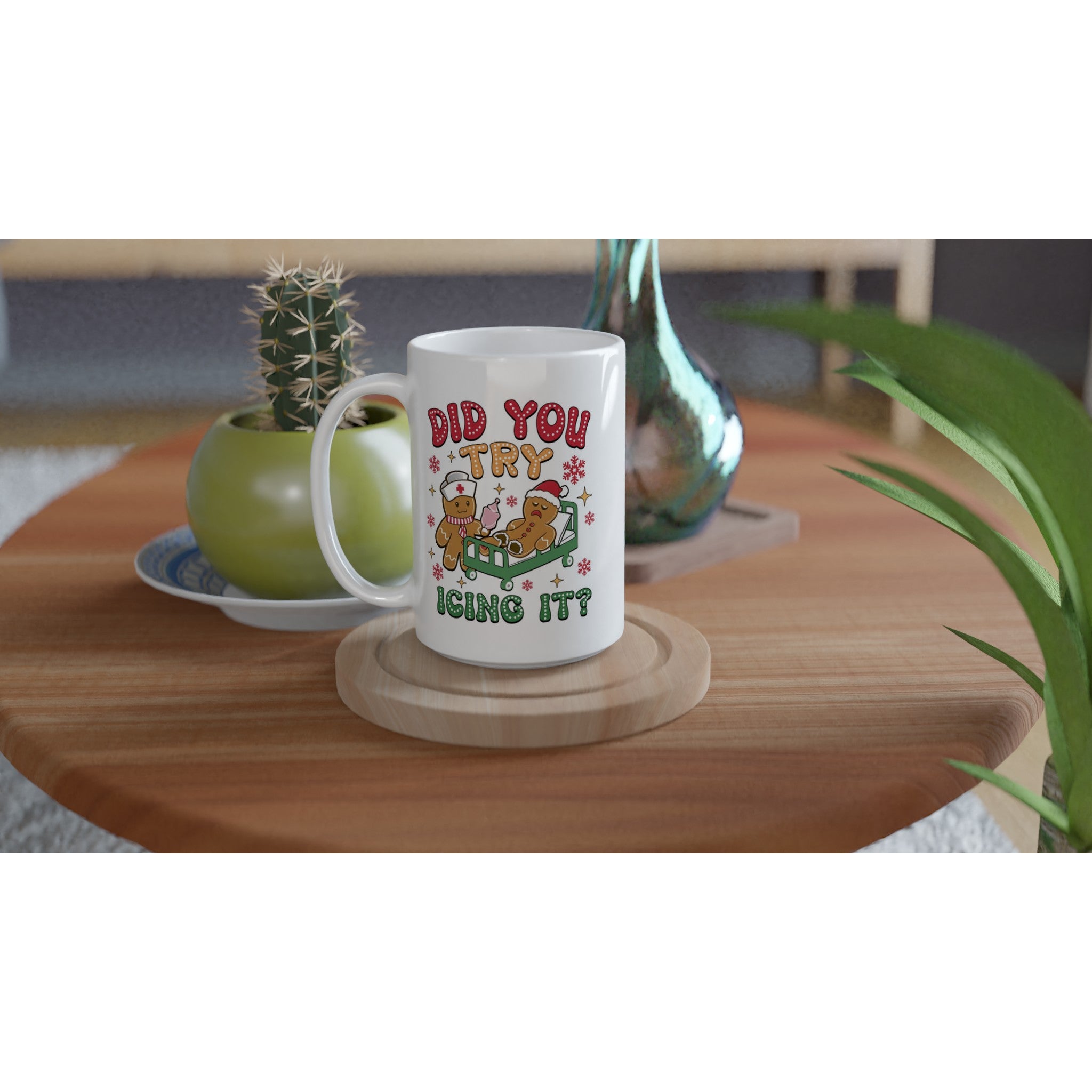 Gingerbread, Did You Try Icing It White 15oz Ceramic Mug Christmas 15oz Mug Christmas Globally Fulfilled