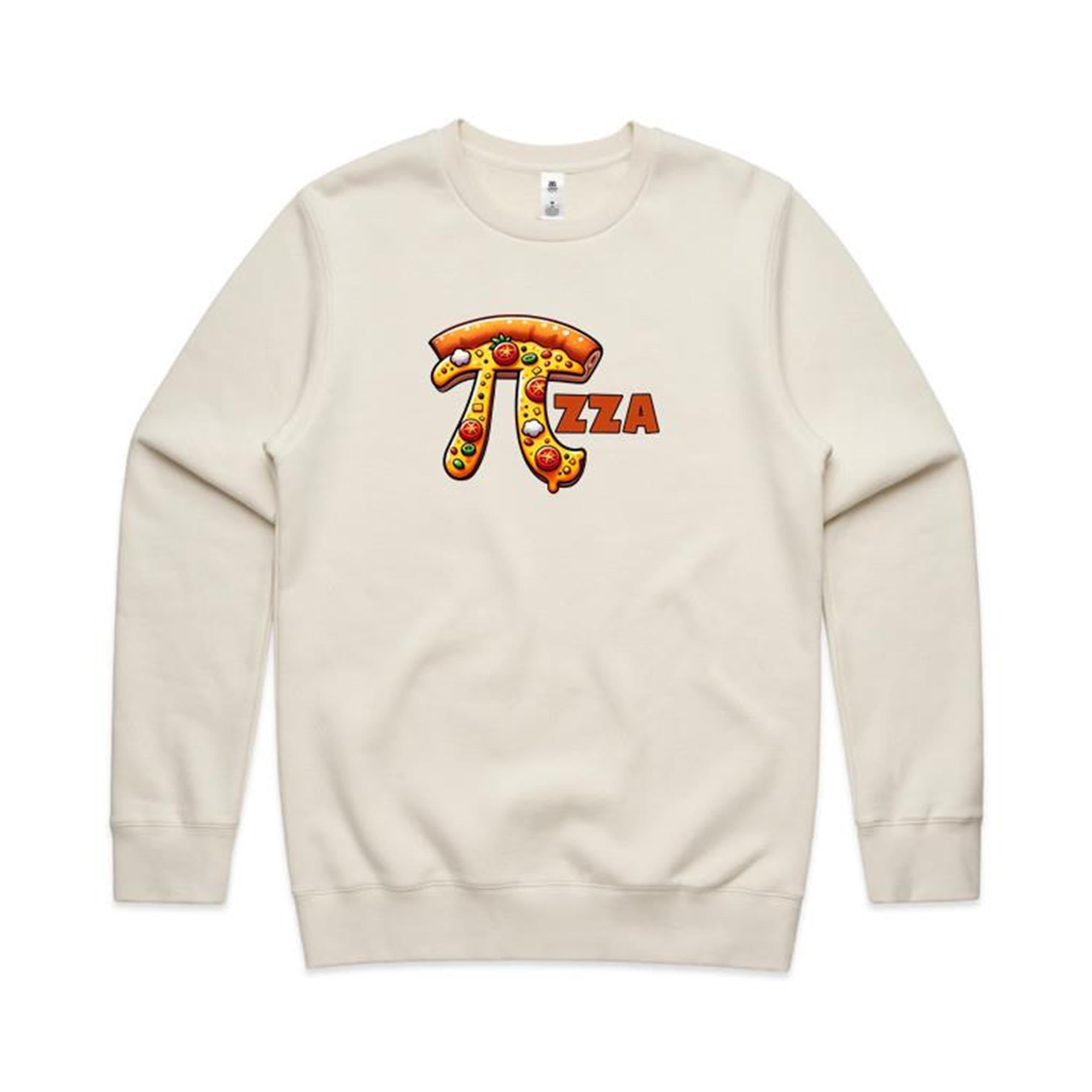 Pizza Pi - AS Colour Stencil Crew Sweatshirt Ecru Sweatshirt Maths Printed In Australia