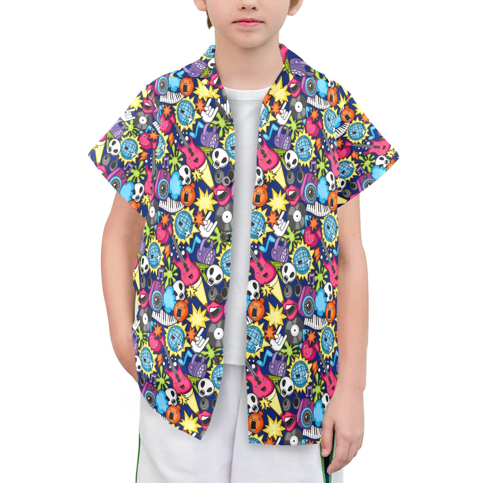 Sticker Music - Senior Kids Hawaiian Shirt