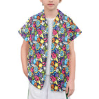 Sticker Music Senior Kids Hawaiian Shirt Senior Kids Hawaiian Shirt 8-15 Music Printed Offshore