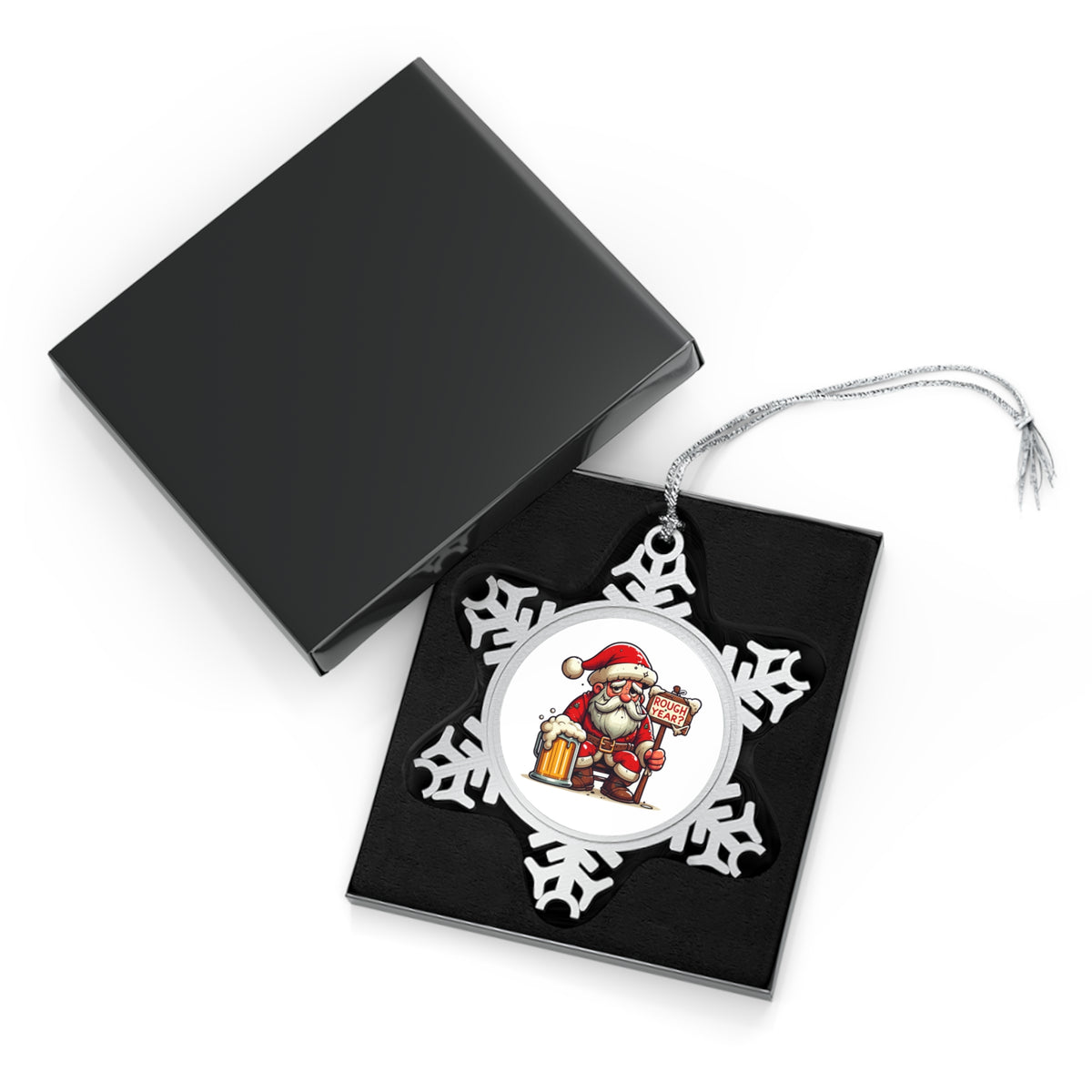 Rough Year Santa Pewter Snowflake Christmas Ornament