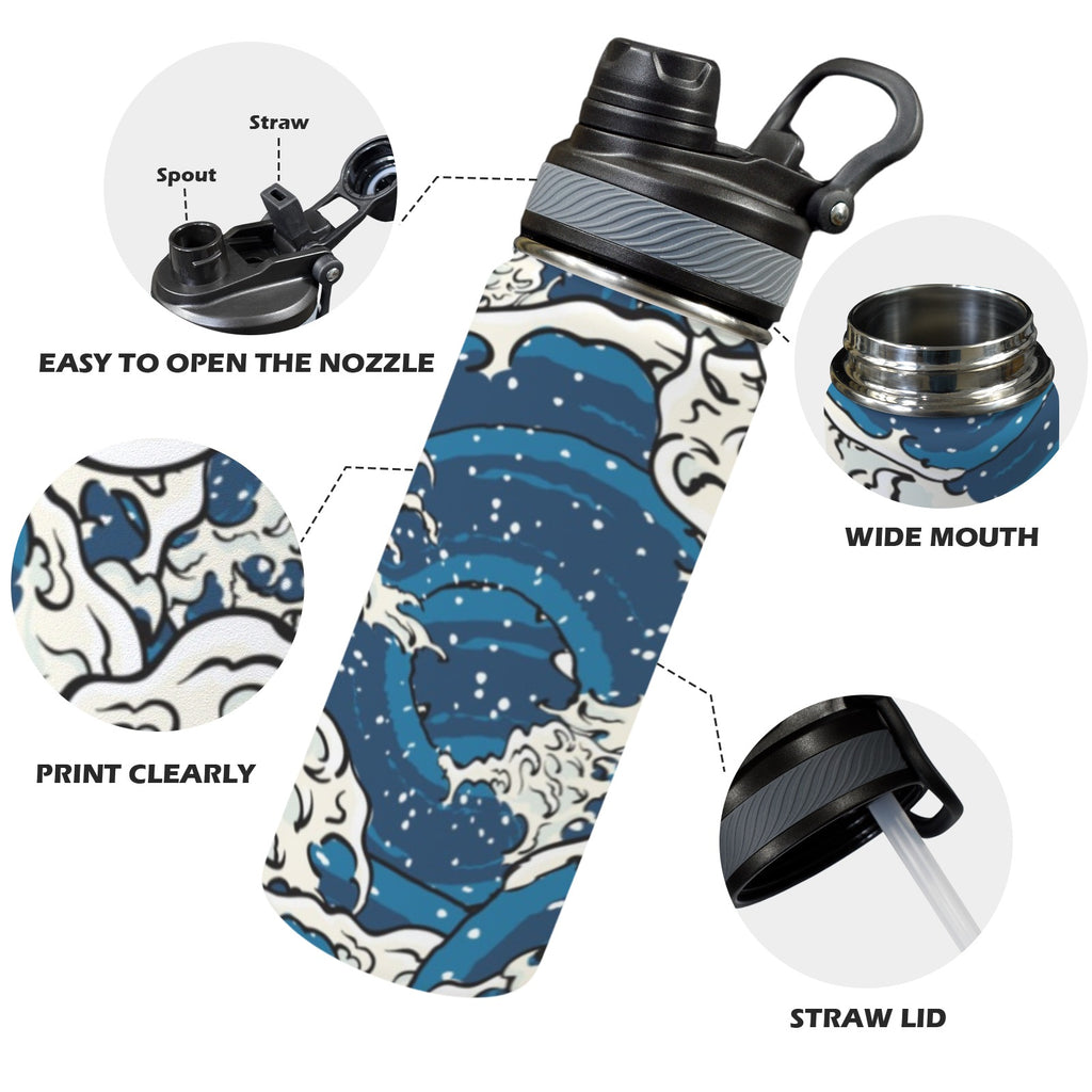 Waves - Insulated Water Bottle with Dual-Use Lid (18oz) Insulated Water Bottle with Dual-Use Lid (18oz) Printed Offshore Surf