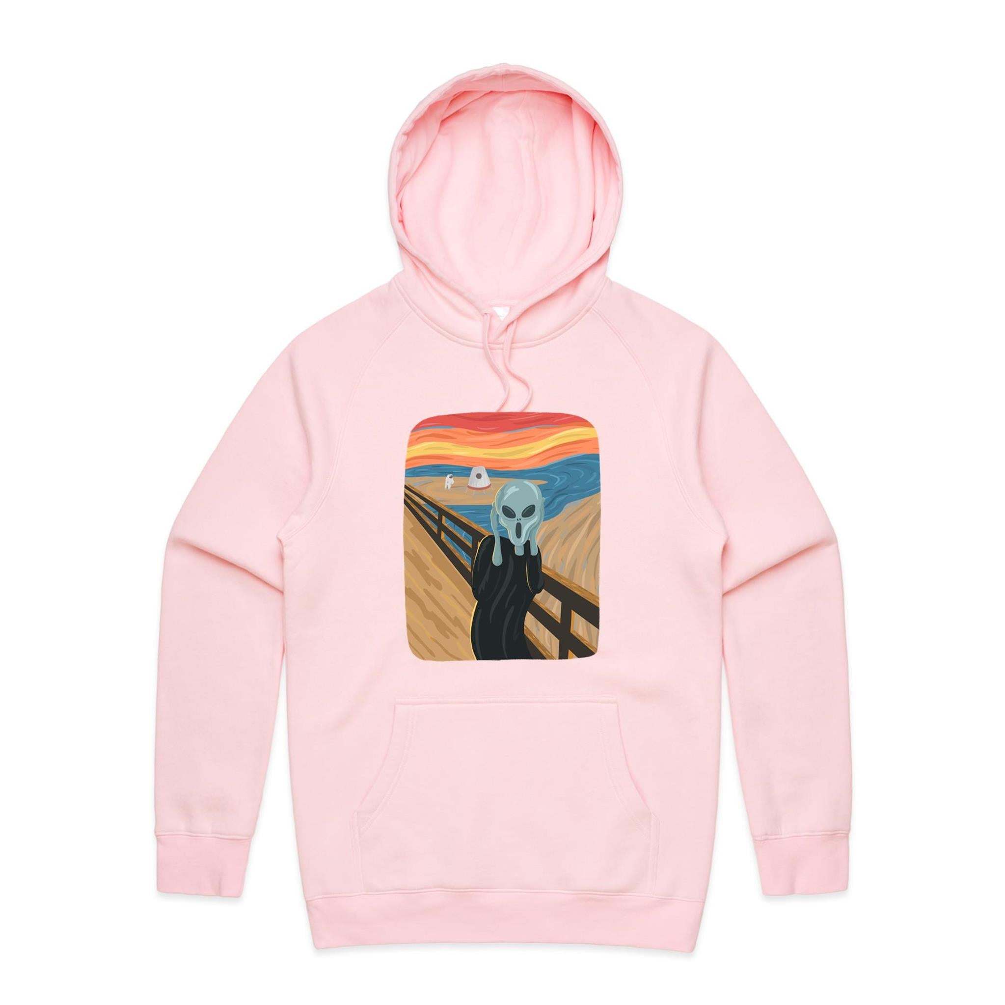 Alien Scream - Mens Hoodie Pink Mens Hoodie Printed In Australia Sci Fi