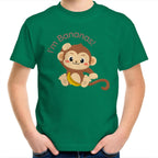 I'm Bananas, Monkey - Kids Youth T-Shirt Kelly Green Kids Youth T-shirt animal Printed In Australia
