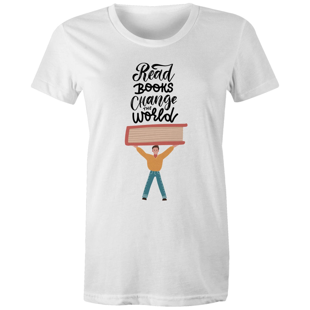 Read Books Change The World - Womens T-shirt White Womens T-shirt Printed In Australia Reading