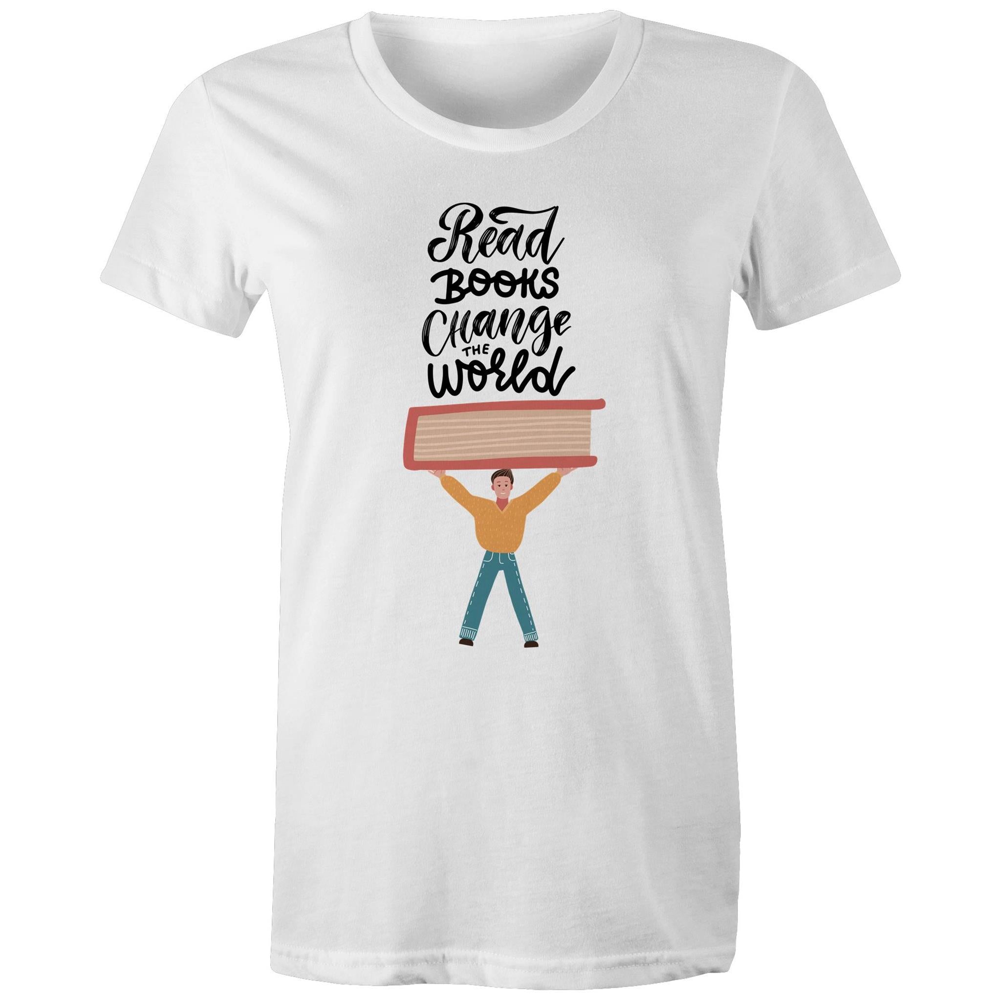 Read Books Change The World - Womens T-shirt White Womens T-shirt Printed In Australia Reading