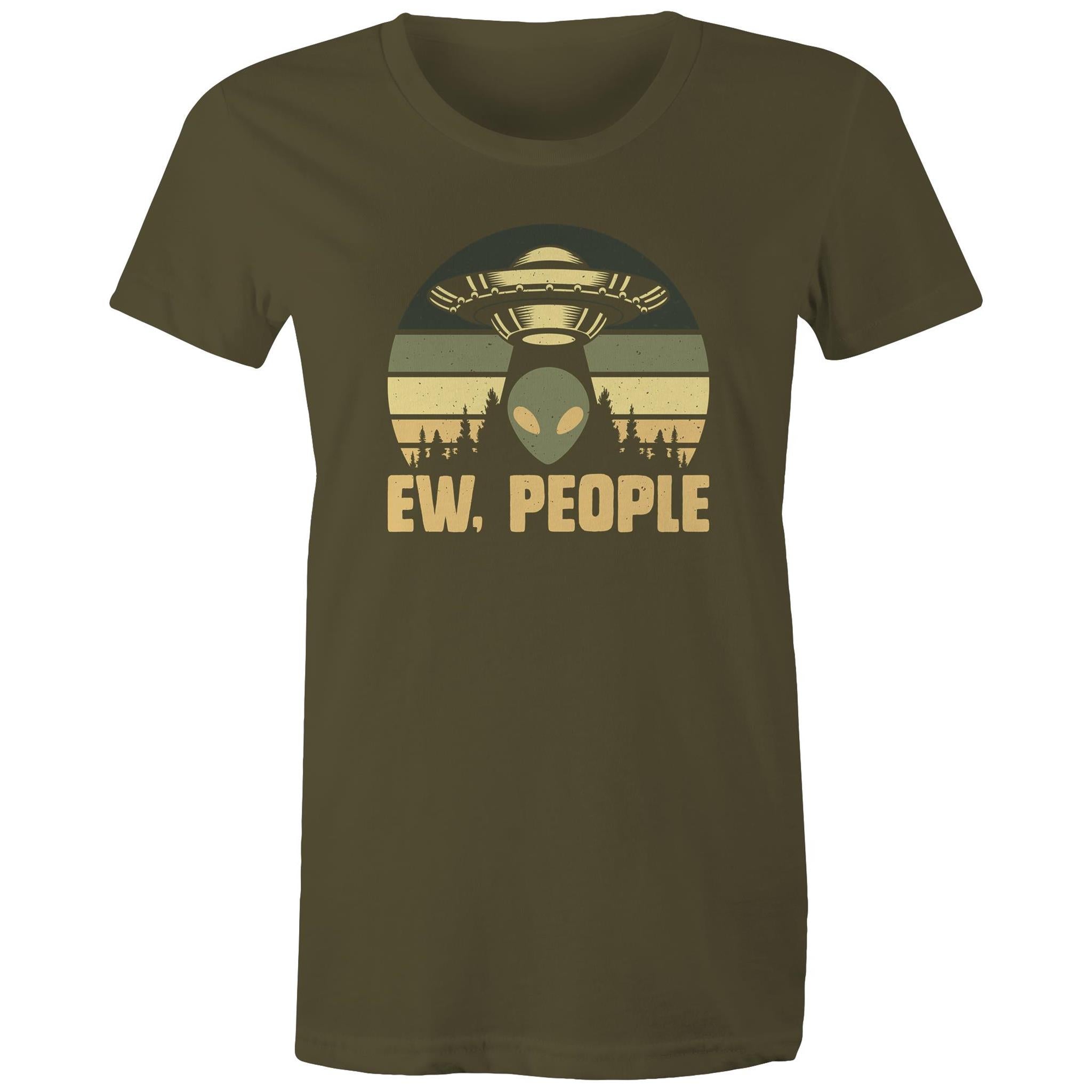 Alien Ew, People - Womens T-shirt Army Womens T-shirt Printed In Australia Sci Fi