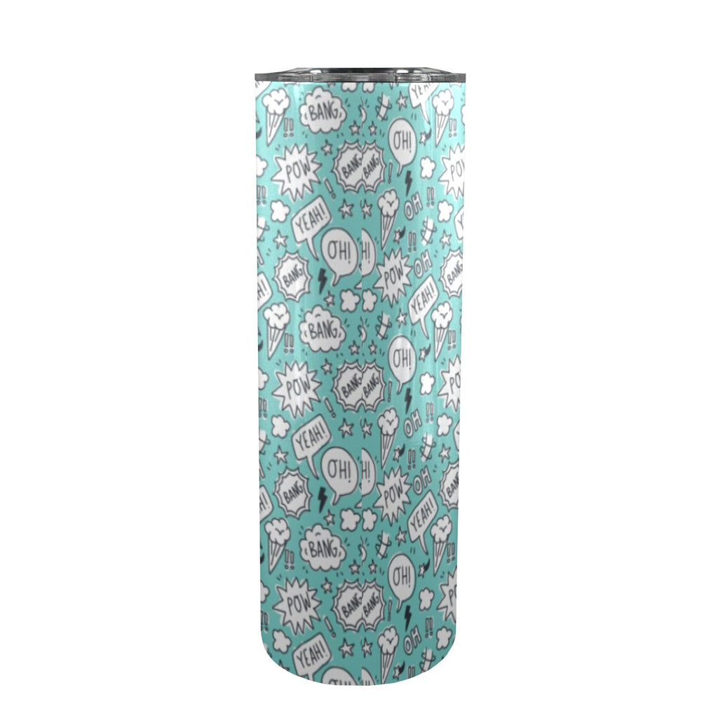 Comic Book Speech Bubbles - 20oz Tall Skinny Tumbler with Lid and Straw