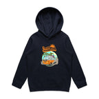 Hello Sunshine, Beach Van - Kids Hoodie Navy Kids Hoodie Printed In Australia
