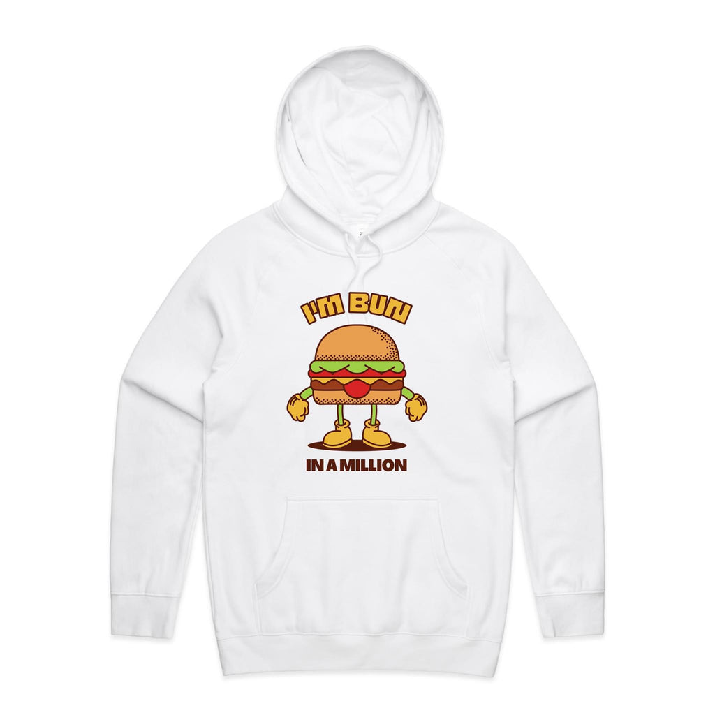 I'm Bun In A Million, Hamburger - Mens Hoodie White Mens Hoodie Food Printed In Australia