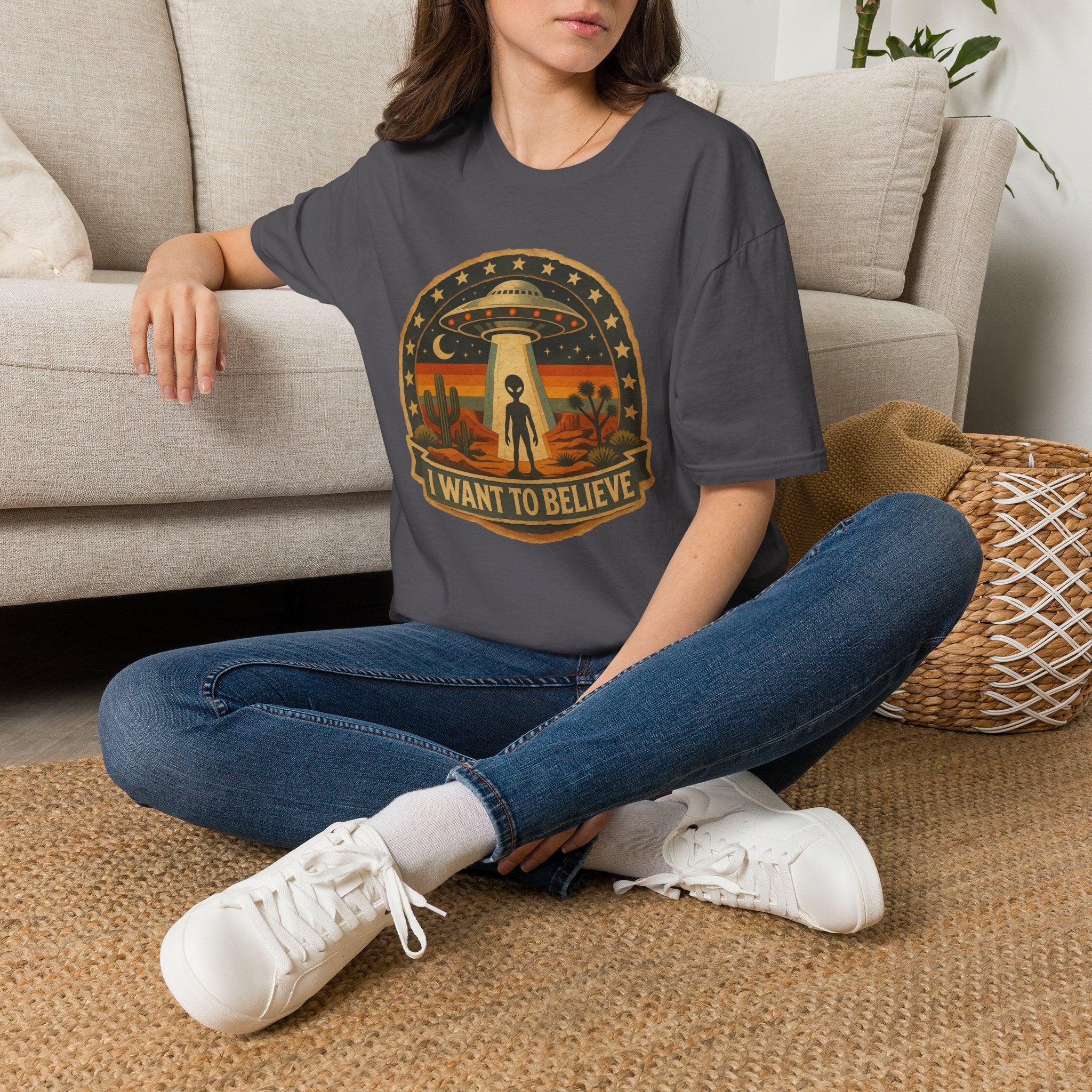 I Want To Believe UFO Alien Abduction Unisex T-Shirt Unisex Adult T-shirt Globally Fulfilled Sci Fi