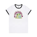 Fiction Addiction Women's AS Colour Ringer Tee White Black Womens Ringer T-shirt Printed In Australia Reading