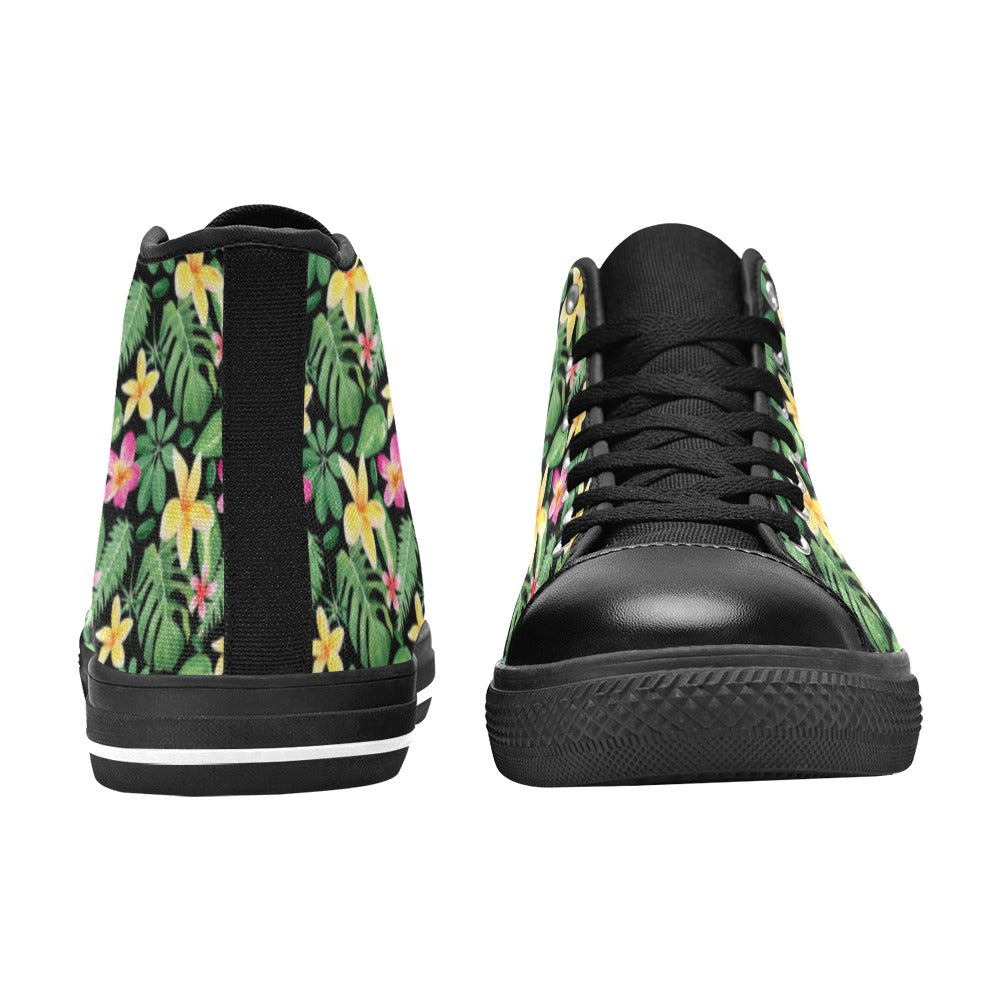 Frangipani Women's High Top Canvas Shoes Womens Classic High Top Shoes Plants Printed Offshore