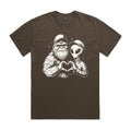 Alien And Bigfoot Heart Hands AS Colour Heavy Faded Tee Unisex Faded brown Heavy Faded T-shirt Printed In Australia Sci Fi