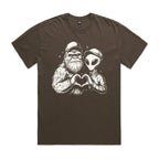 Alien And Bigfoot Heart Hands AS Colour Heavy Faded Tee Unisex Faded brown Heavy Faded T-shirt Printed In Australia Sci Fi
