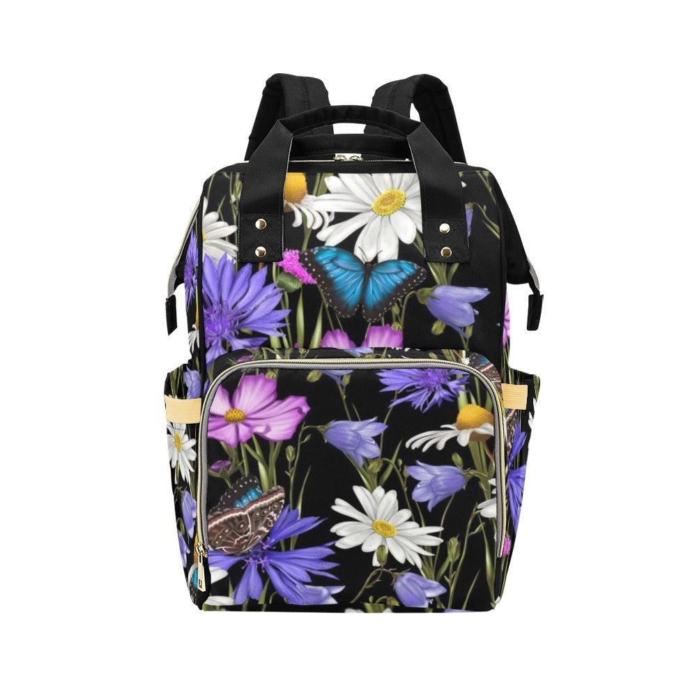 Butterfly Flowers - Multi-Function Backpack, Nappy / Diaper Bag