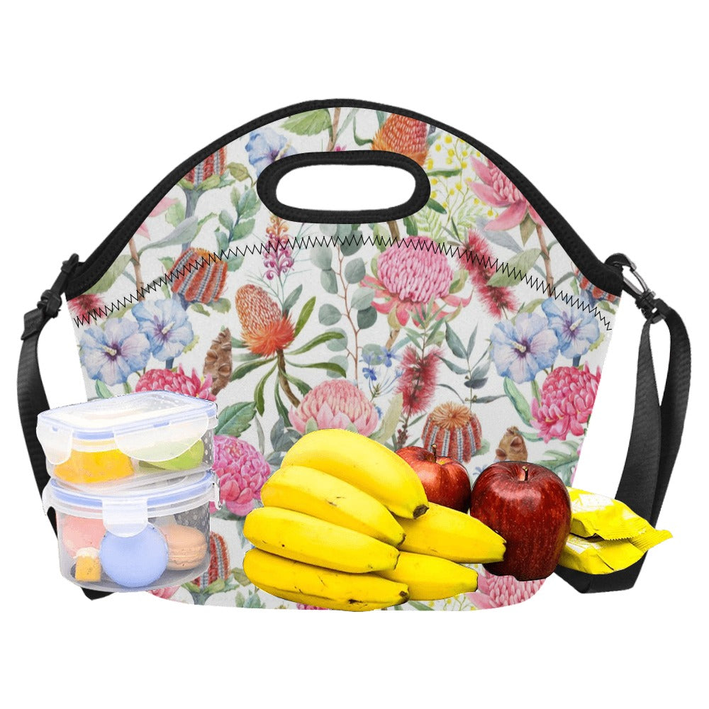 Australian Flowers Neoprene Lunch Bag/Large (Model 1669) Neoprene Lunch Bag Plants Printed Offshore
