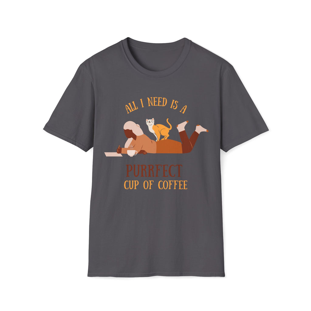 All I Need Is A Purrfect Cup Of Coffee - Unisex Softstyle T-Shirt