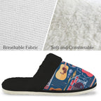Music Instruments Women's Fur Trim Thick-Sole Indoor Slippers Women's Fur Trimmed Slippers Music Printed Offshore