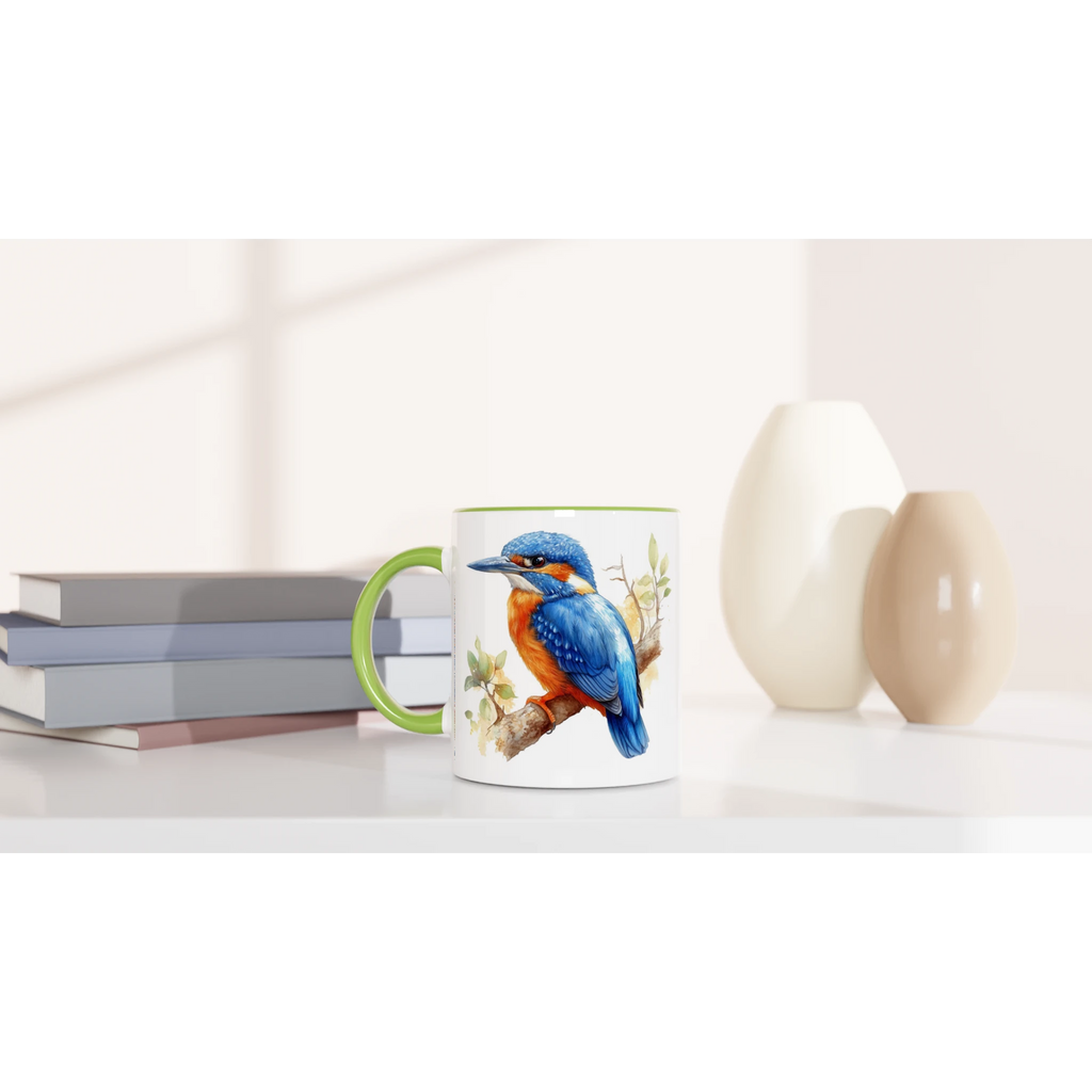 Kingfisher, Australian Birds - 11oz Ceramic Mug With Colour Inside Colour 11oz Mug animal Globally Fulfilled