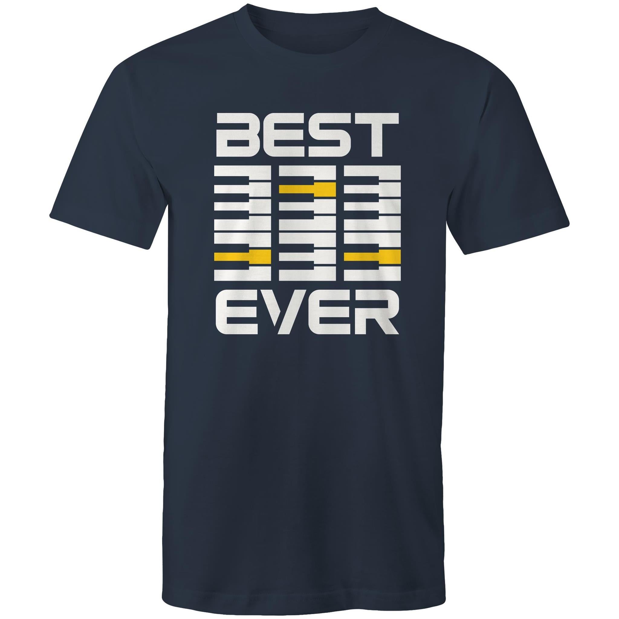 Piano Keyboard, Best Dad Ever - Mens T-Shirt Navy Mens T-shirt Dad Music Printed In Australia