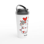 Personalised - Cat Heart Meow - White 15oz Stainless Steel Travel Mug Personalised Travel Mug animal customise Globally Fulfilled Love personalise