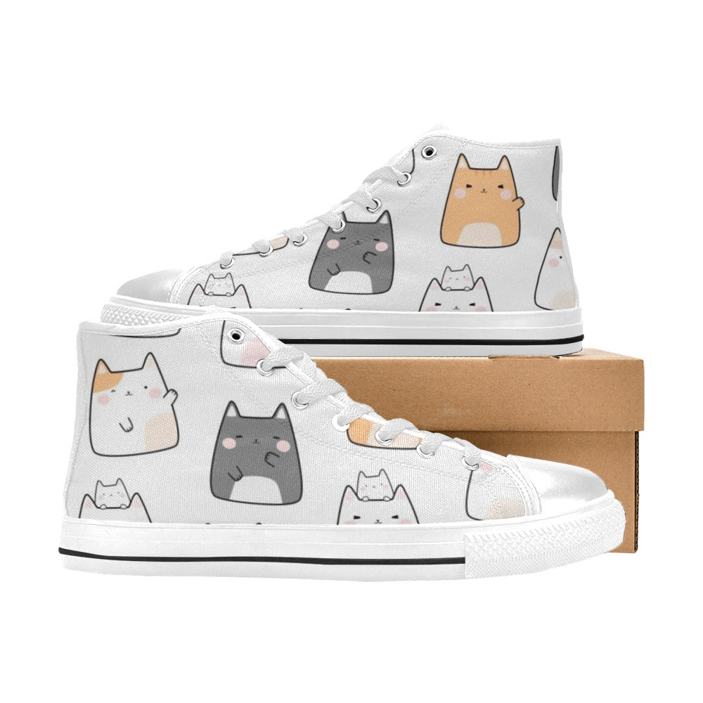 Cats - Kids High Top Canvas Shoes