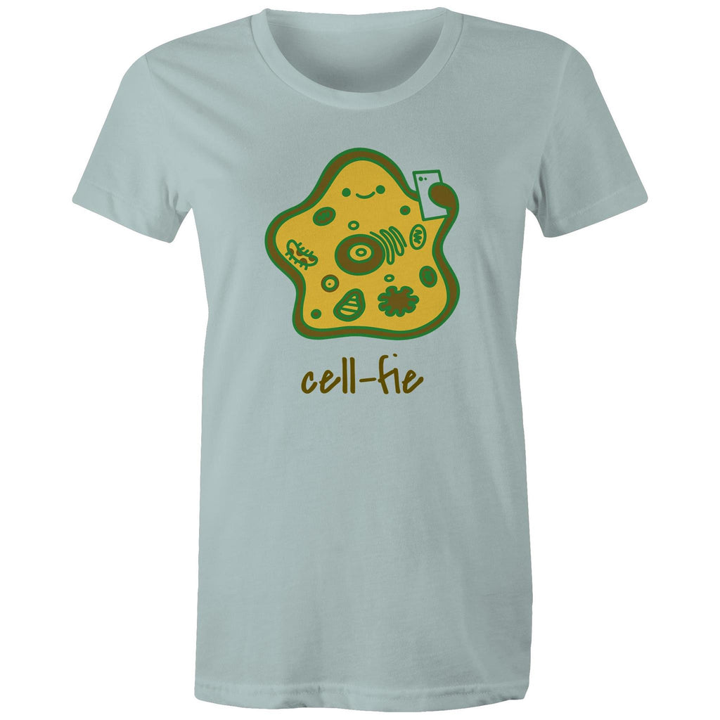 Cell-fie, Selfie Cell - Womens T-shirt Pale Blue Womens T-shirt Printed In Australia Science
