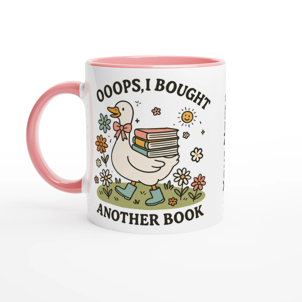 Personalised - Oops, I Bought Another Book - White 11oz Ceramic Mug with Colour Inside Ceramic Pink Personalised 11oz Mug animal customise Globally Fulfilled personalise Reading
