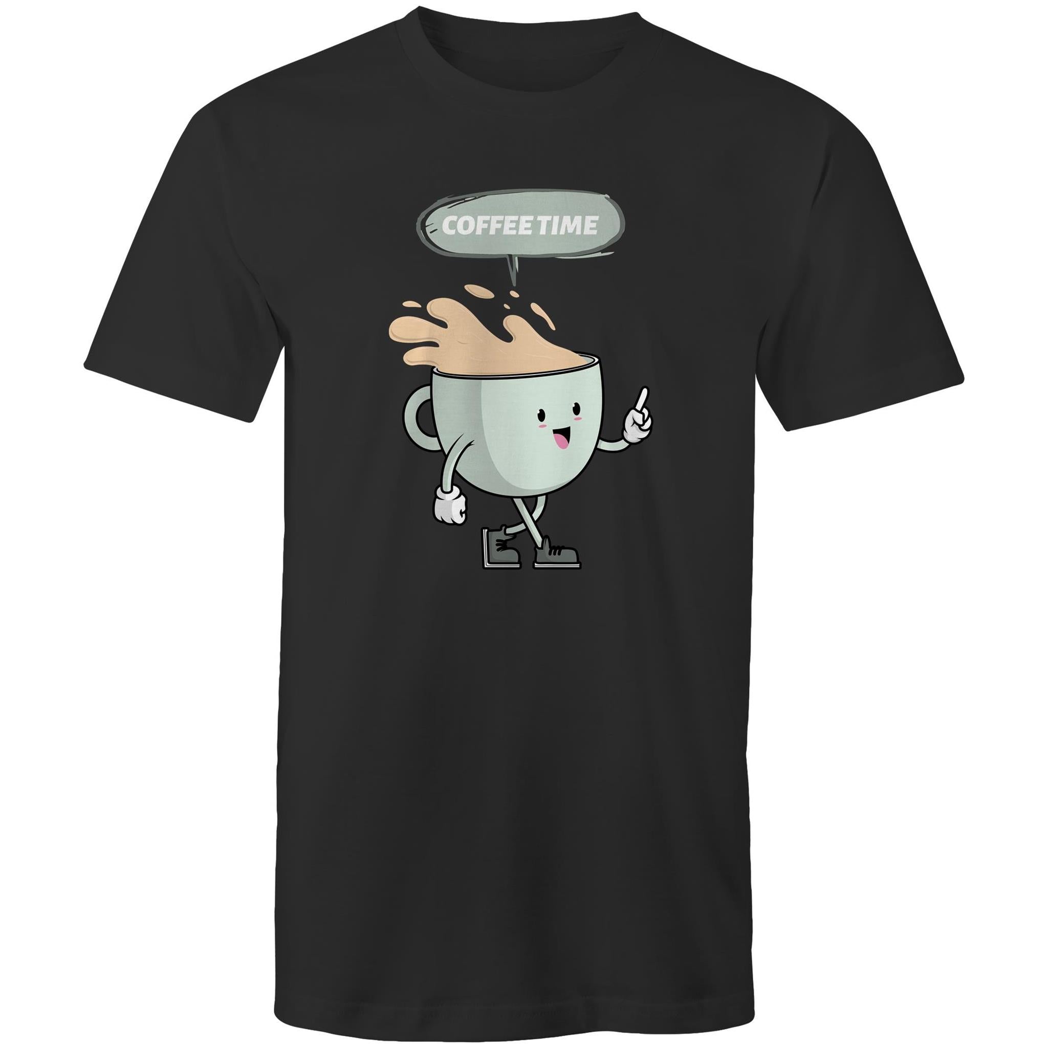 Coffee Time - Mens T-Shirt Black Mens T-shirt Coffee Printed In Australia