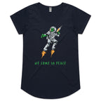 Alien, We Come In Peace - Womens Scoop Neck T-Shirt Navy Womens Scoop Neck T-shirt Printed In Australia Sci Fi