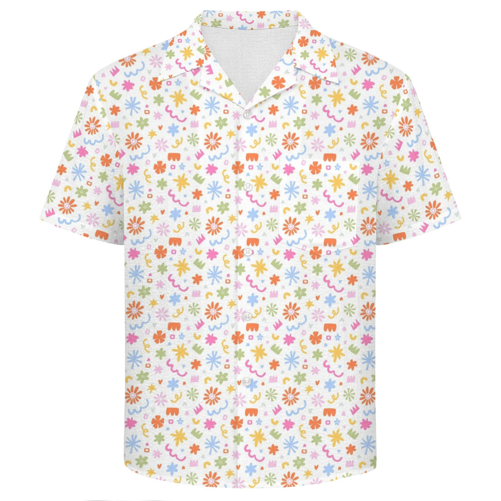 Abstract Colourful Shapes Men's Crinkle Hawaiian Shirt