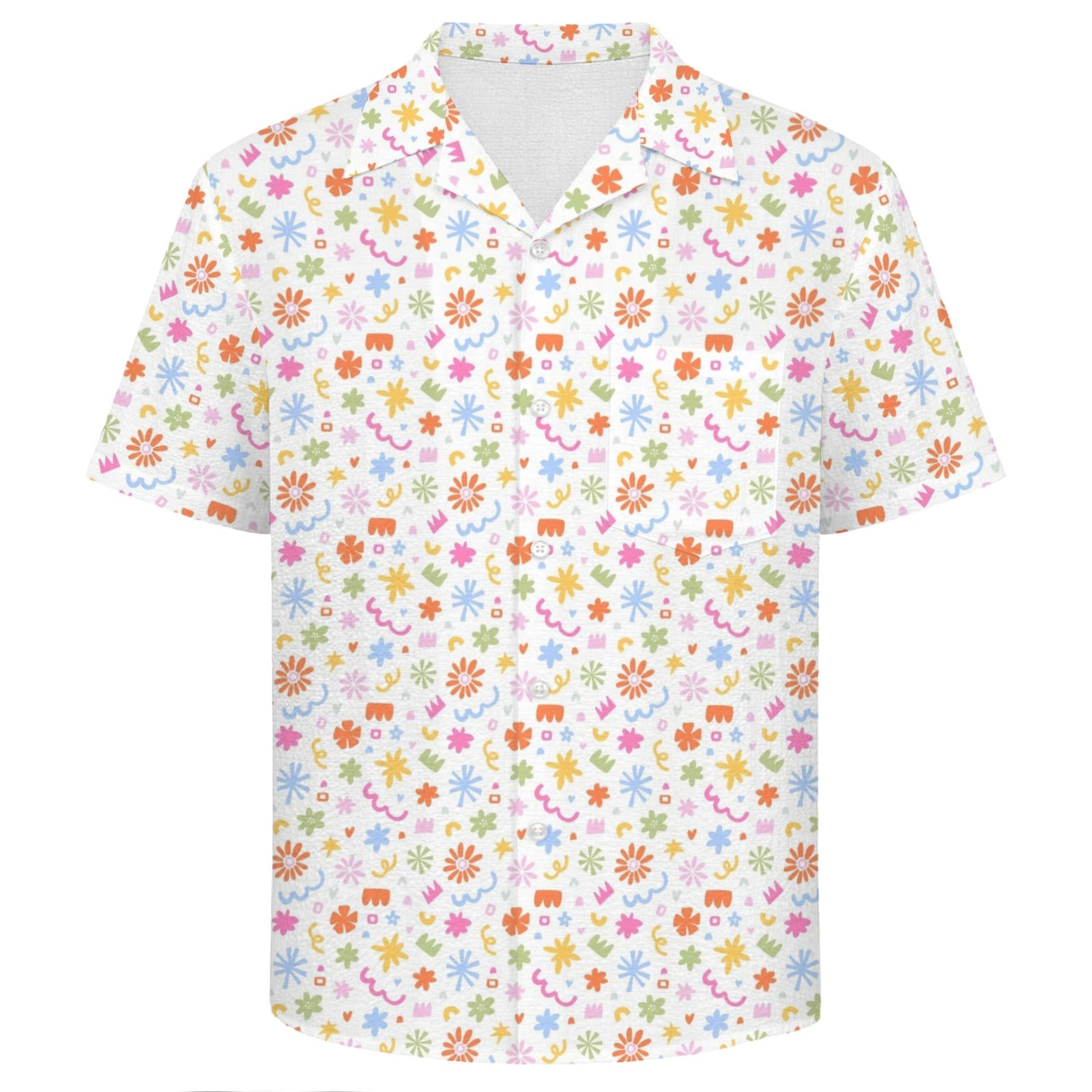 Abstract Colourful Shapes Men's Crinkle Hawaiian Shirt
