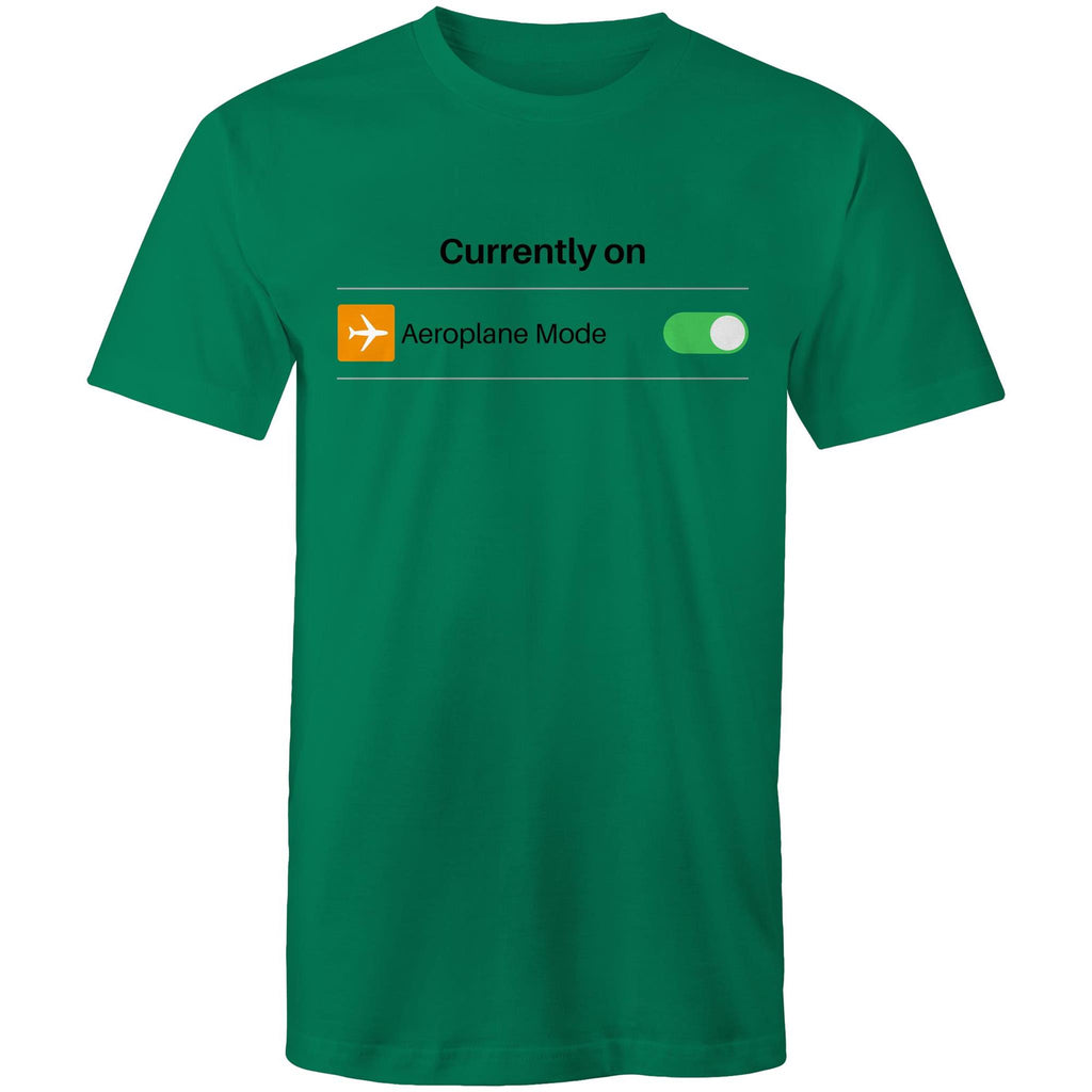 Currently On Aeroplane Mode - Mens T-Shirt Kelly Green Mens T-shirt Printed In Australia Tech