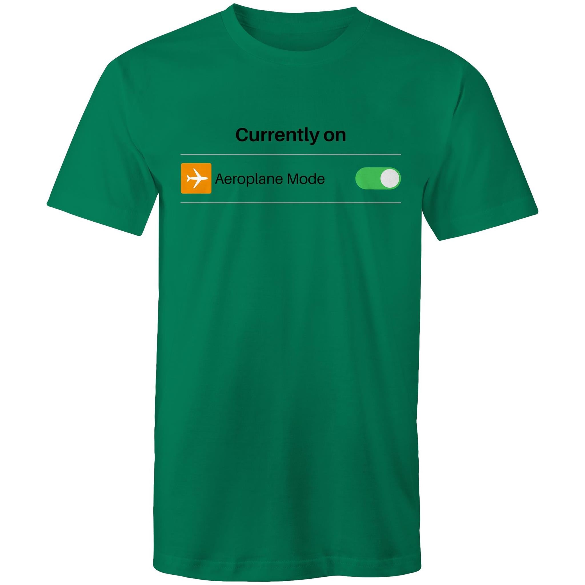 Currently On Aeroplane Mode - Mens T-Shirt Kelly Green Mens T-shirt Printed In Australia Tech