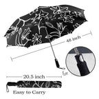 Black And White Floral - Semi-Automatic Foldable Umbrella (Model U12) Semi-Automatic Foldable Umbrella (U12)