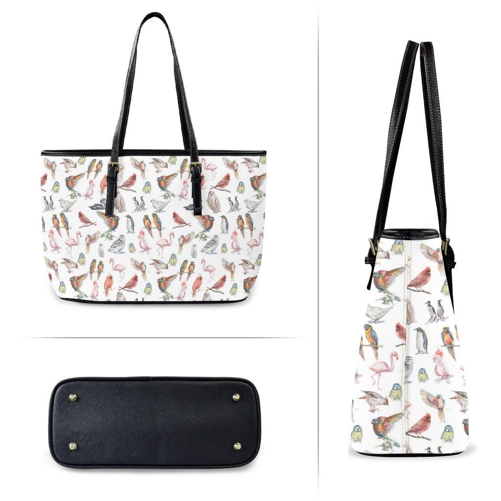 Birds Of A Feather PU Leather Tote Bag Large Leather Tote Bag-Large animal Birds Printed Offshore
