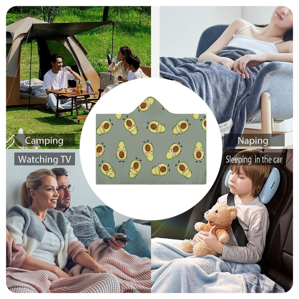 Avocado Characters Kids Hooded Blanket 100cm x 130cm Kids Hooded Blanket Food Printed Offshore