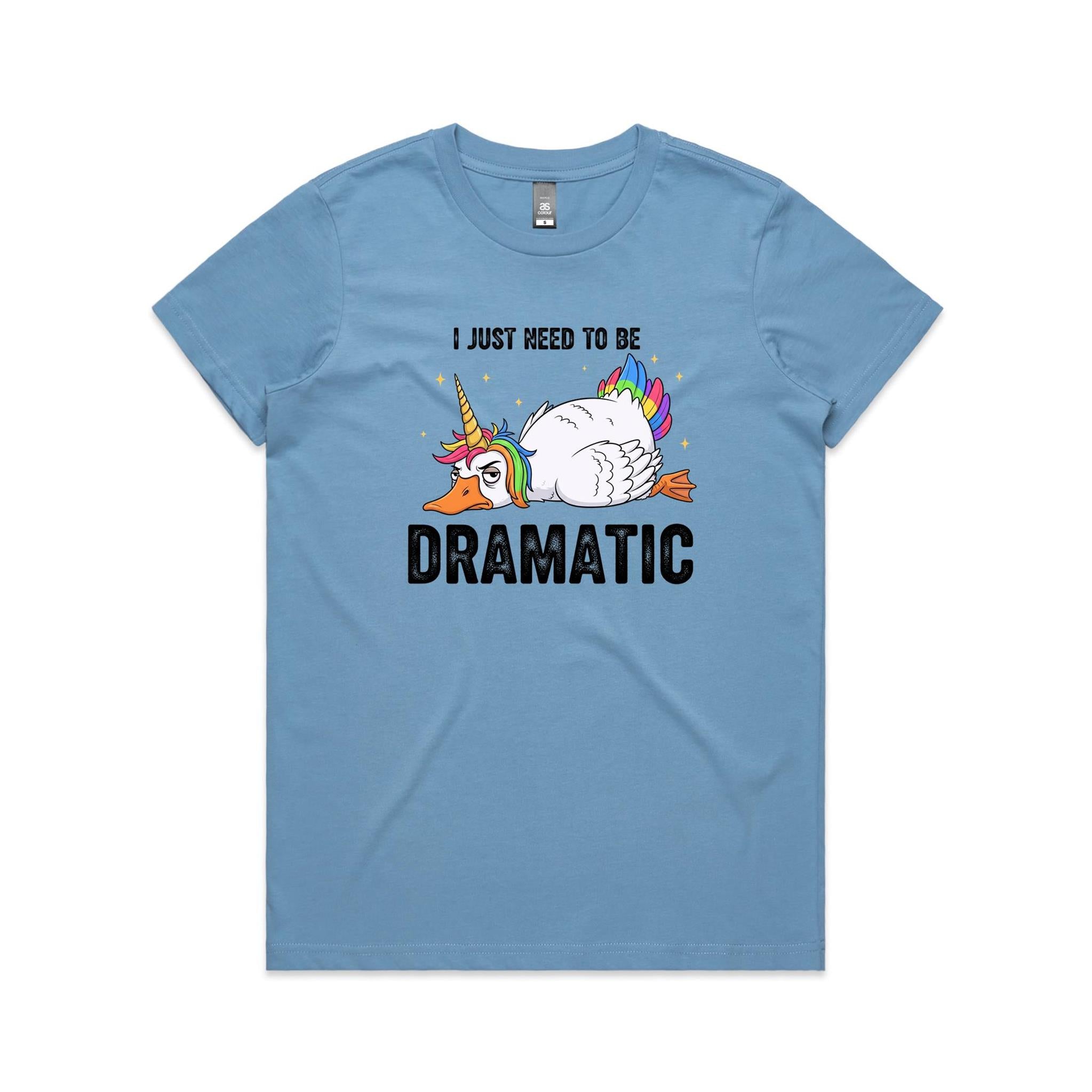 Dramatic Unicorn Goose Women's AS Colour T-shirt Carolina Blue Womens T-shirt animal Printed In Australia