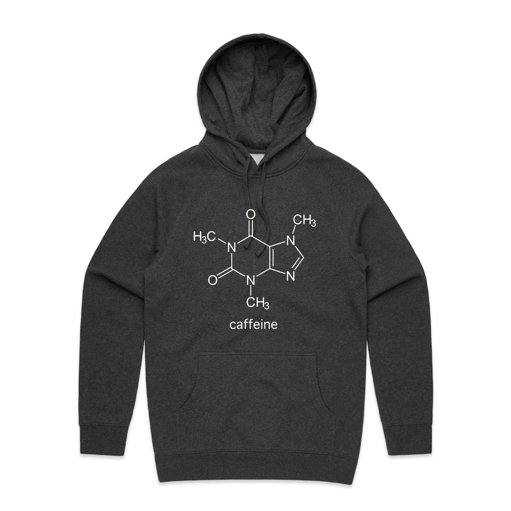Caffeine Molecule - Mens Hoodie Asphalt Marle Mens Hoodie Coffee Printed In Australia Science