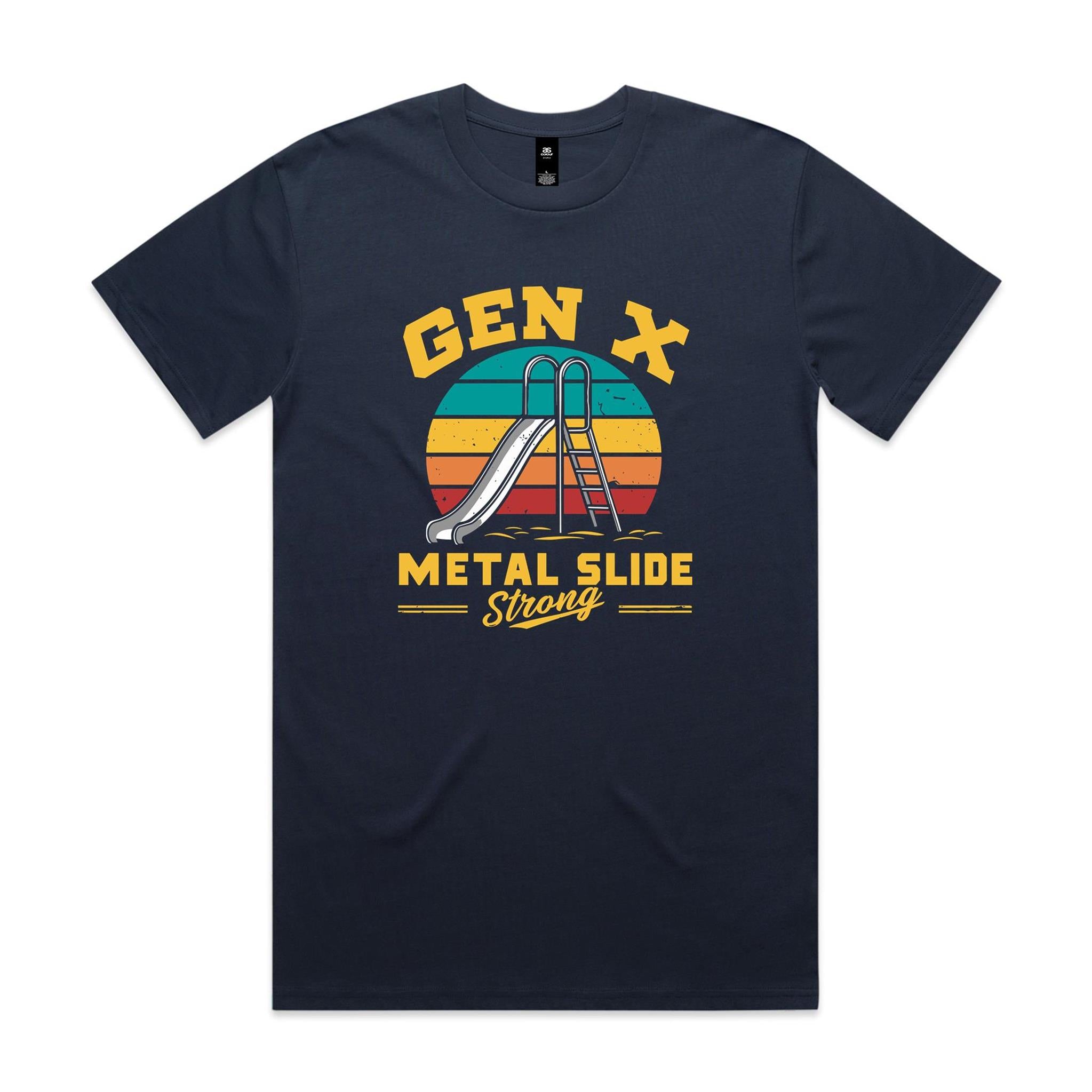 Gen X, Metal Slide Strong - Mens T-shirt Midnight Blue Mens T-shirt Printed In Australia