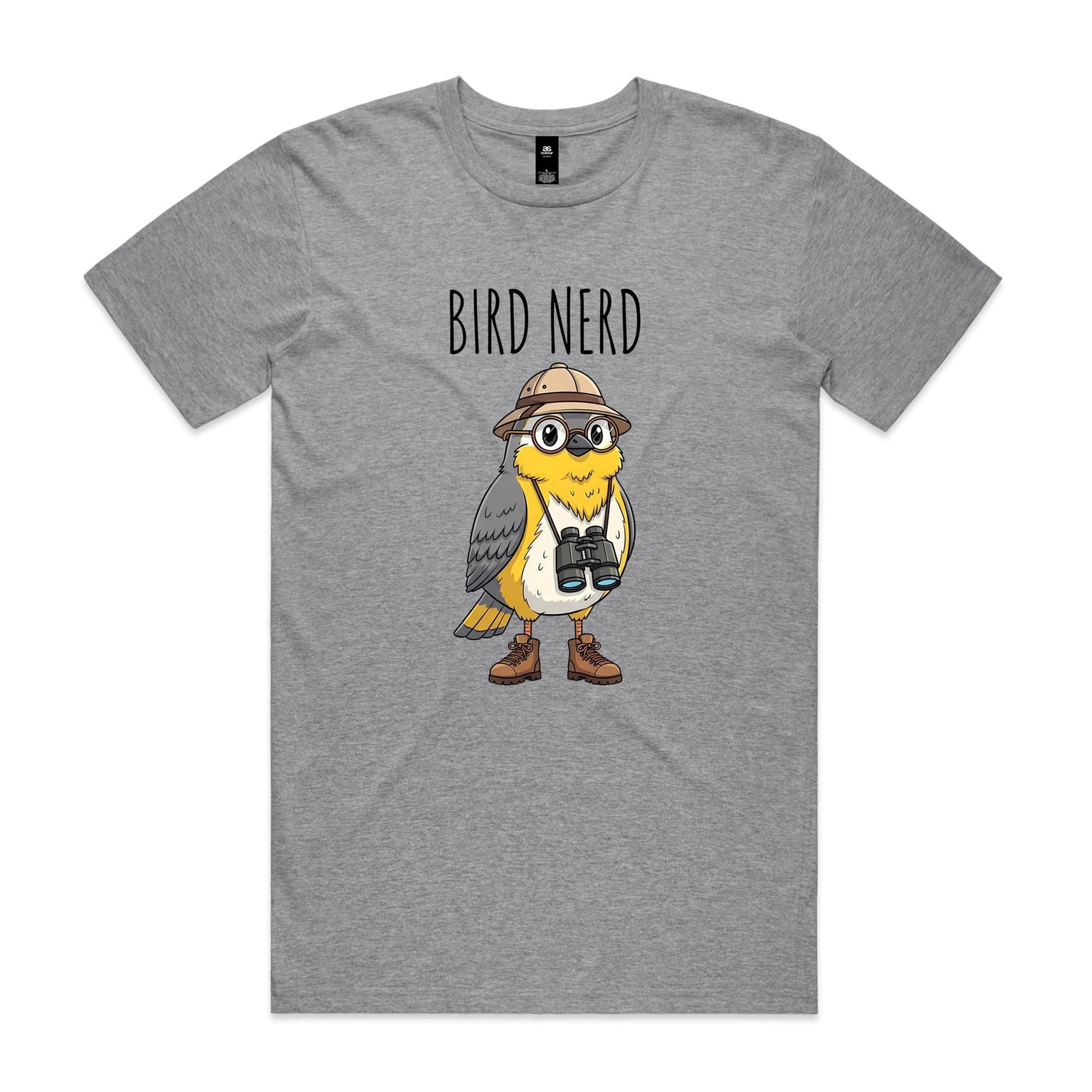 Bird Nerd 2 - Mens T-shirt Grey Marle Mens T-shirt animal Printed In Australia