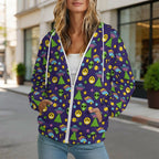 Groovy Alien And UFO Women's Full-Zip Hoodie