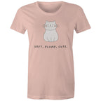 Cat, Soft, Plump Cute - Womens T-shirt Pale Pink Womens T-shirt animal Printed In Australia