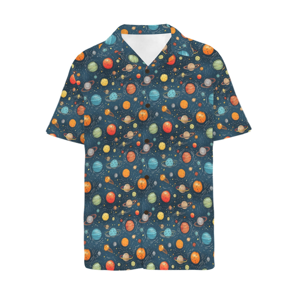 Galaxy Men's Short Sleeve Hawaiian Shirt Men's Hawaiian Shirt (New) Printed Offshore Space