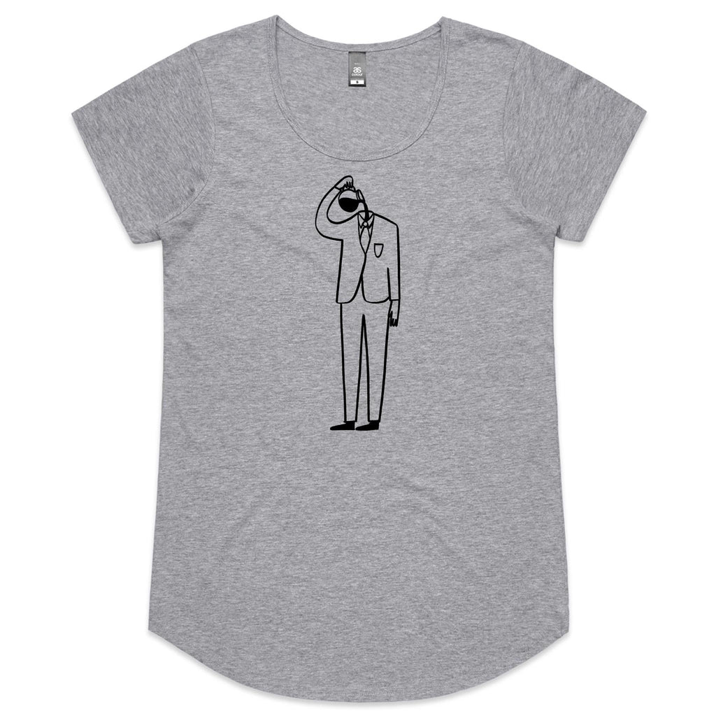 Coffee Brain - Womens Scoop Neck T-Shirt Grey Marle Womens Scoop Neck T-shirt Coffee Printed In Australia