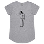 Coffee Brain - Womens Scoop Neck T-Shirt Grey Marle Womens Scoop Neck T-shirt Coffee Printed In Australia