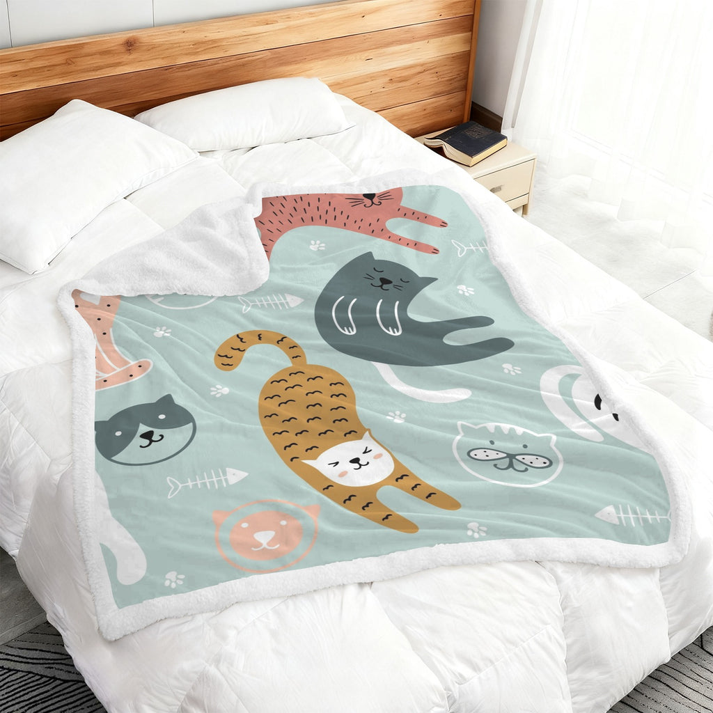 Cat Stretch - Double-Layer Fleece Blanket 51"x59"